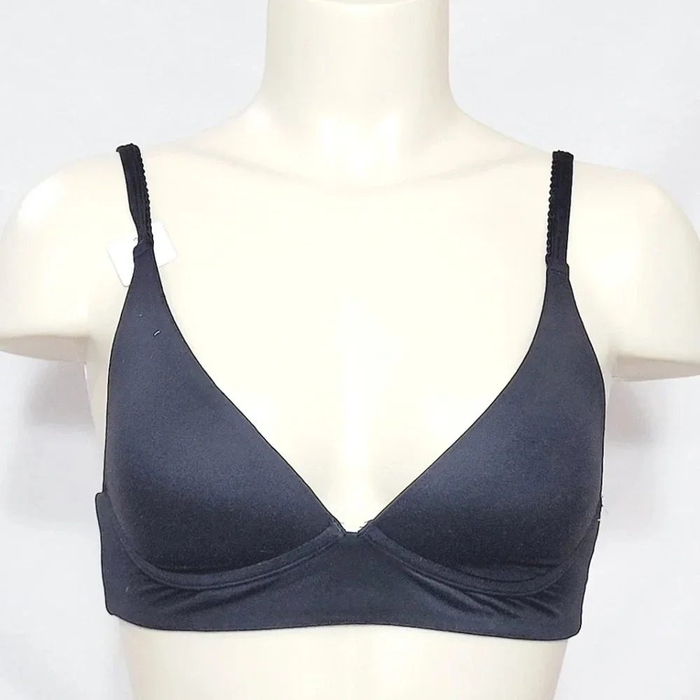 XS X-SMALL Gilligan O'Malley Lightly Lined Wire Free Lounge Bra Ebony Black NWT